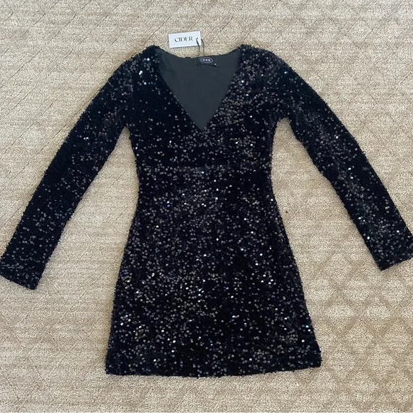 Cider | Dresses | Cider Mini Sequence Long Sleeve Black Dress | Poshmark Cider | Dresses | Cider Mini Sequence Long Sleeve Black Dress | Poshmark